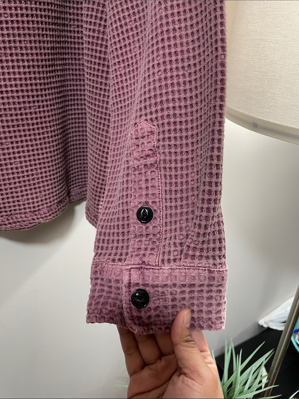 Brain Dead Waffle Button Front Shirt - Raspbery ($335) Unisex - Picture 12 of 16
